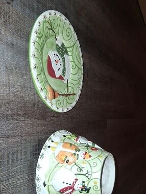 Yankee Candle Silly Snowman Plate And Lid For Jar Candles